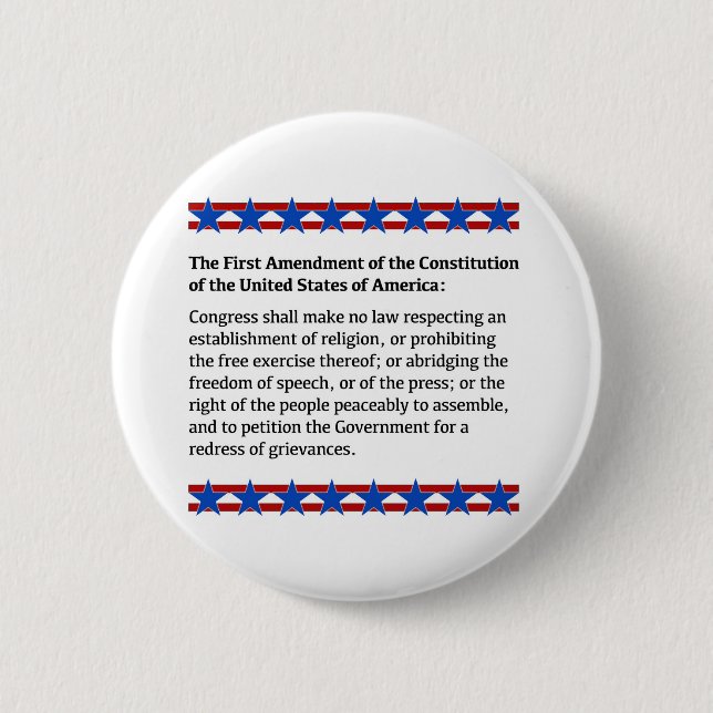 First Amendment Rights 6 Cm Round Badge (Front)