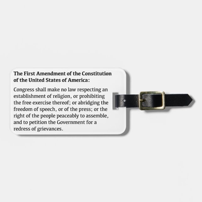 First Amendment Rights Luggage Tag (Front Horizontal)