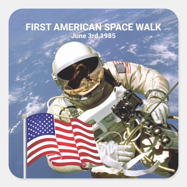 First American Astronaut Space Walk Square Sticker (Front)