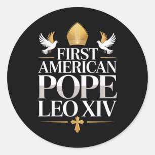 First American Pope Leo Xiv Catholic Religious Men Classic Round Sticker