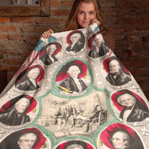First American Presidents Restored 1844 Lithograph Fleece Blanket