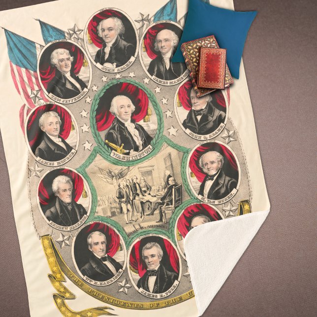 First American Presidents Restored 1844 Lithograph Sherpa Blanket (Creator Uploaded)