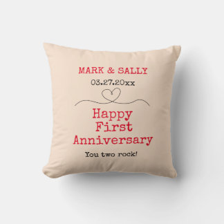 First Anniversary Gift Couple Name Date Keepsake Cushion