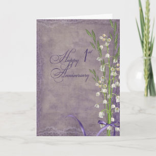 First Anniversary lily of the valley Card