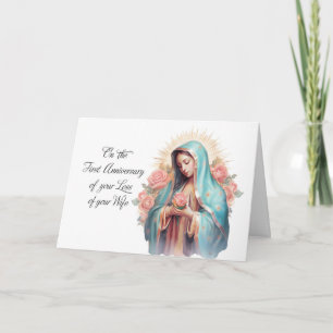 First Anniversary of Loss of Wife Blessed Mary Card