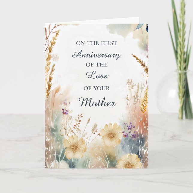 First Anniversary of the Loss of Mother Wildflower Card (Front)