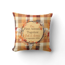 First Autumn: Plaid and Fall Wreath Name & Date 