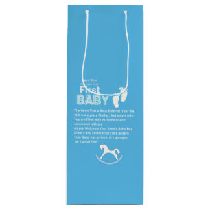 First Baby Blue Boy   Wine Gift Bag