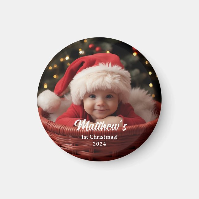 First Baby Christmas Family Customisable Magnet  (Front)