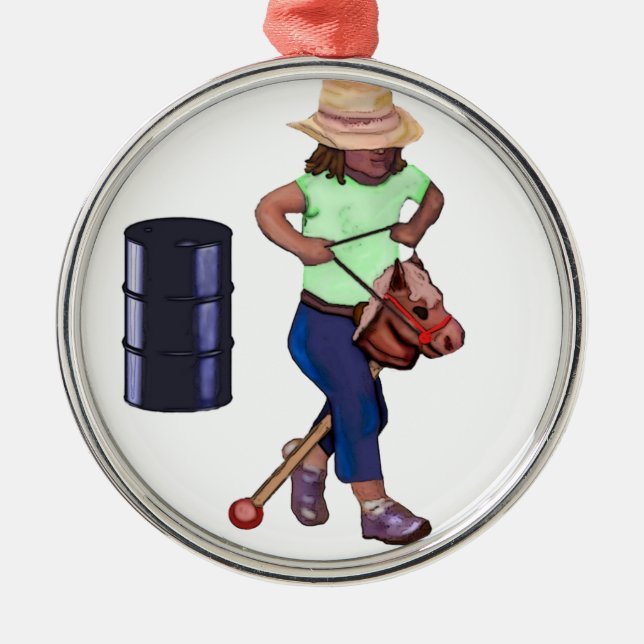 First Barrel Race Metal Tree Decoration (Front)