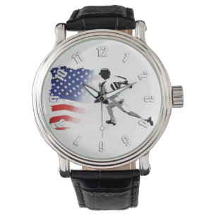 First Base Run - Baseball Player and US Flag  Watch