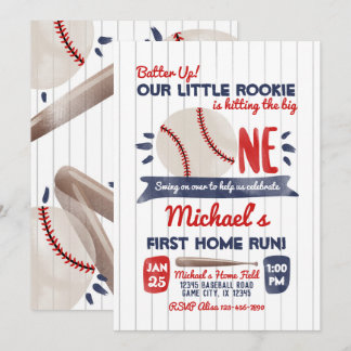 First Baseball Birthday Invitation