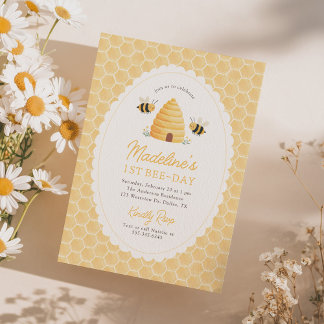 First Bee Day 1st Birthday Invitation