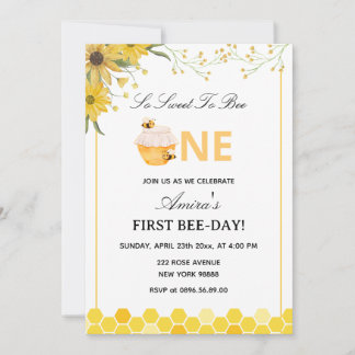 First Bee Day Birthday Invitation