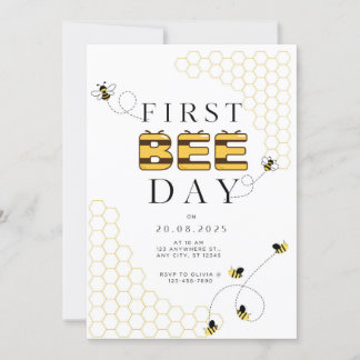 First Bee Day Birthday Invitation