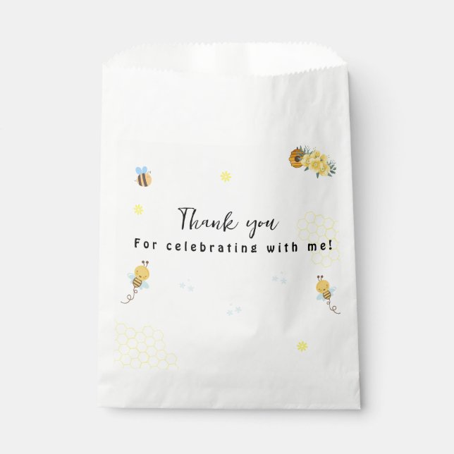 First Bee Day honey bee birthday Favour Bag (Front)