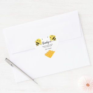 First Bee day,  simple thank you Heart Sticker