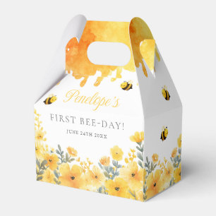 First Bee Day Yellow Wildflowers 1st Birthday Favour Box