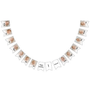 First Birthday 12 Month Photo Milestones Bunting