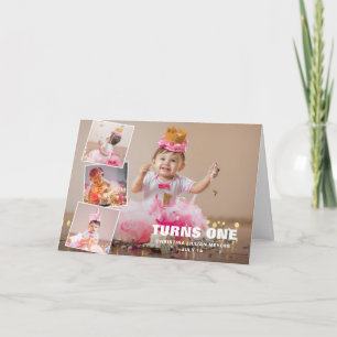 First Birthday 4 Photo Collage Birthday Holiday Ca Card