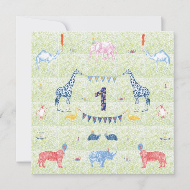 First Birthday Animal Birthday Invitation (Front)
