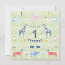 First Birthday Animal Birthday Invitation