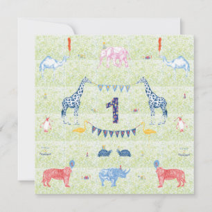 First Birthday Animal Birthday Invitation