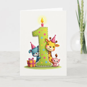 First Birthday Animal Card