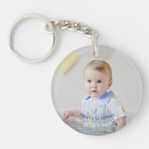 First Birthday Anniversary Custom Photo Template Key Ring