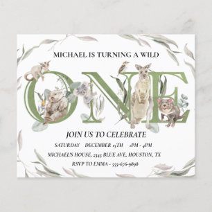 First Birthday Australian Wild One Animals  Flyer