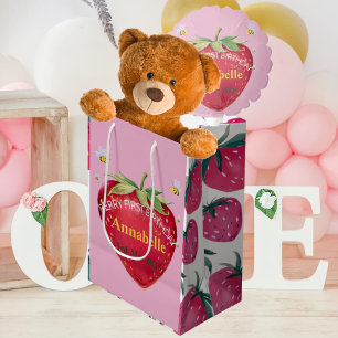First birthday Baby 1st Strawberry Cute Medium Gift Bag