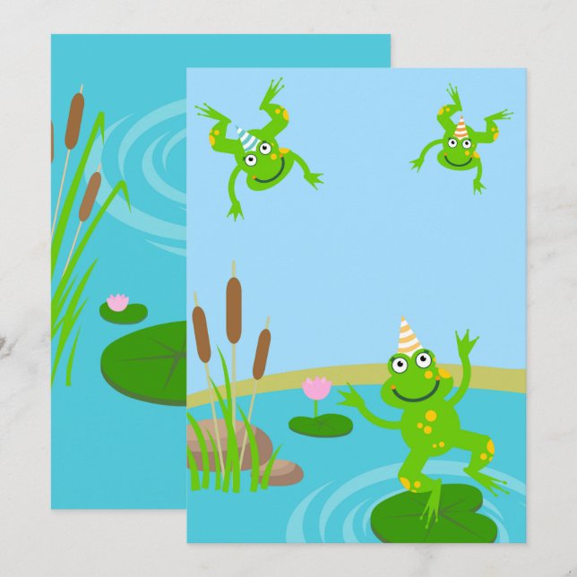 First birthday baby frog family party  invitation (Front/Back)