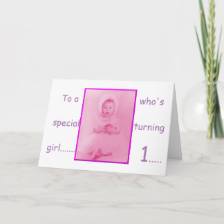 First Birthday Baby Girl Greeting Card