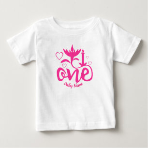 First Birthday Baby pink custum name T-Shirt