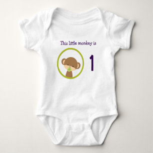 First Birthday Baby Safari Monkey with Pacifier Baby Bodysuit