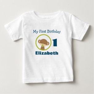 First Birthday Baby Safari Monkey with Pacifier T-Shirt