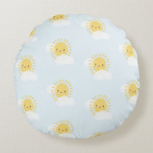 First Birthday Baby Shower Sunshine Cute Party Round Cushion
