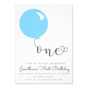 First Birthday Balloon Invitation