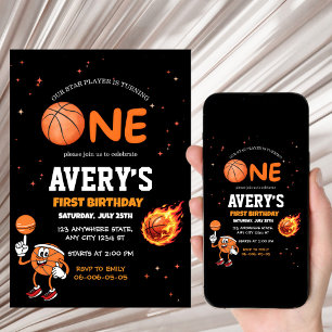 First birthday Basketball Invitation
