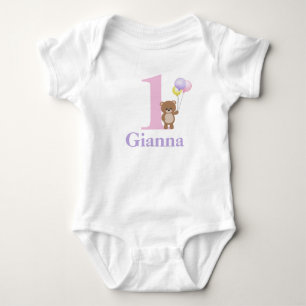 First Birthday Bear & Balloons Baby Bodysuit