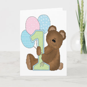 First Birthday Bear & Balloons Card