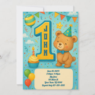 First Birthday Bear Invitation