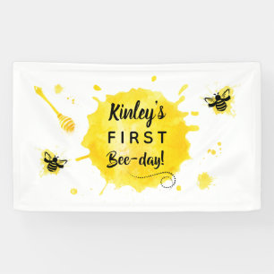 First Birthday Bee-day Bee 1st Birthday Party Banner