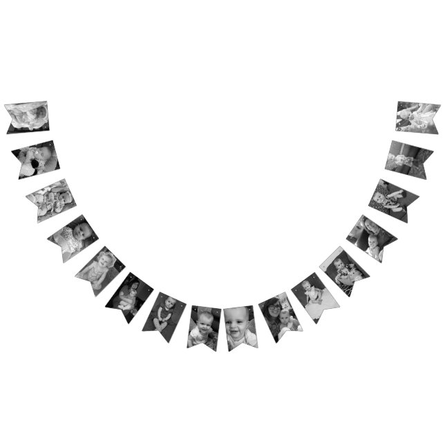 First Birthday Black and White Photo Personalised Bunting (All)