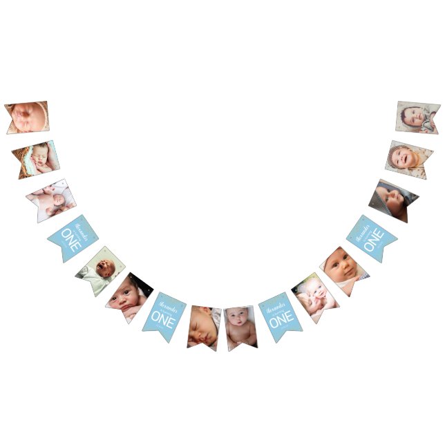 First Birthday Blue | 12 Month Photo Bunting (All)