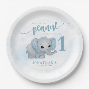 First Birthday Blue Elephant Boy 1st Birthday Paper Plate