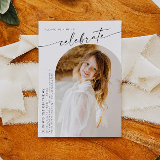First Birthday, Boho Photo BIrthday Invitation