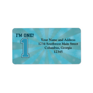 First Birthday Boy, I'm One, Big Blue Number 1 Label