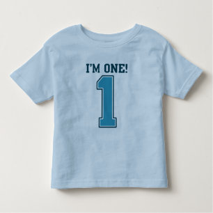 First Birthday Boy, I'm One, Big Blue Number 1 Toddler T-Shirt