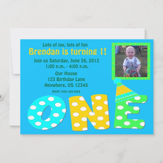 First Birthday Boy Invitation (Front)